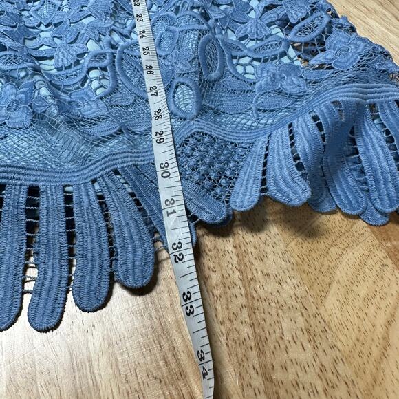 Lovers + Friends Caspian Shift Lace Blue Dress Size XS EUC Floral Scalloped Hem - Picture 10 of 10